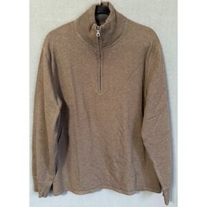The North Face Sweater Men Brown‎ Large 1/4 Zip Mock Neck Wool Blend Pullover